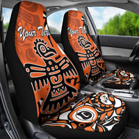 Personalized Canada Haida Eagle Car Seat Cover Orange Style - Wonder Print Shop
