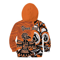 Personalized Canada Haida Eagle Kid Hoodie Orange Style - Wonder Print Shop