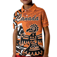 Personalized Canada Haida Eagle Kid Polo Shirt Orange Style - Wonder Print Shop