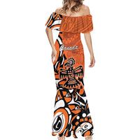 Personalized Canada Haida Eagle Mermaid Dress Orange Style - Wonder Print Shop