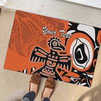 Personalized Canada Haida Eagle Rubber Doormat Orange Style - Wonder Print Shop