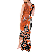 Personalized Canada Haida Eagle Tank Maxi Dress Orange Style - Wonder Print Shop