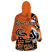 Personalized Canada Haida Eagle Wearable Blanket Hoodie Orange Style - Wonder Print Shop