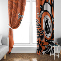 Personalized Canada Haida Eagle Window Curtain Orange Style - Wonder Print Shop