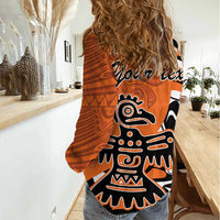Personalized Canada Haida Eagle Women Casual Shirt Orange Style - Wonder Print Shop