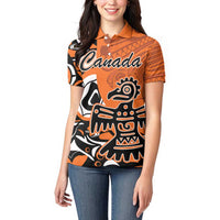 Personalized Canada Haida Eagle Women Polo Shirt Orange Style - Wonder Print Shop