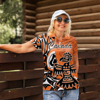 Personalized Canada Haida Eagle Women Polo Shirt Orange Style - Wonder Print Shop