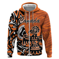 Personalized Canada Haida Eagle Zip Hoodie Orange Style - Wonder Print Shop