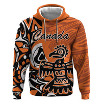 Personalized Canada Haida Eagle Zip Hoodie Orange Style - Wonder Print Shop