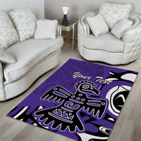 Personalized Canada Haida Eagle Area Rug Purple Style - Wonder Print Shop