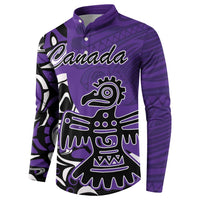 Personalized Canada Haida Eagle Button Sweatshirt Purple Style - Wonder Print Shop