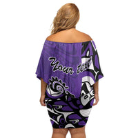 Personalized Canada Haida Eagle Family Matching Off Shoulder Short Dress and Hawaiian Shirt Purple Style - Wonder Print Shop