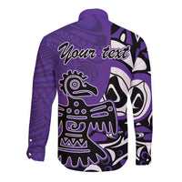 Personalized Canada Haida Eagle Long Sleeve Button Shirt Purple Style - Wonder Print Shop