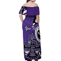 Personalized Canada Haida Eagle Off Shoulder Maxi Dress Purple Style - Wonder Print Shop