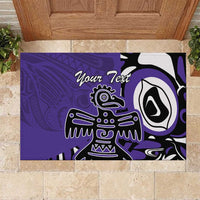 Personalized Canada Haida Eagle Rubber Doormat Purple Style - Wonder Print Shop