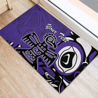 Personalized Canada Haida Eagle Rubber Doormat Purple Style - Wonder Print Shop