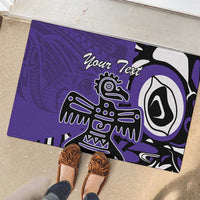 Personalized Canada Haida Eagle Rubber Doormat Purple Style - Wonder Print Shop