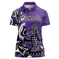 Personalized Canada Haida Eagle Women Polo Shirt Purple Style - Wonder Print Shop