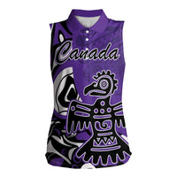 Personalized Canada Haida Eagle Women Sleeveless Polo Shirt Purple Style - Wonder Print Shop