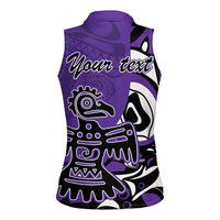 Personalized Canada Haida Eagle Women Sleeveless Polo Shirt Purple Style - Wonder Print Shop