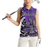 Personalized Canada Haida Eagle Women Sleeveless Polo Shirt Purple Style - Wonder Print Shop