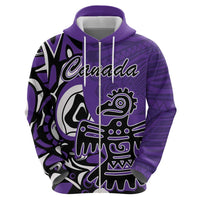 Personalized Canada Haida Eagle Zip Hoodie Purple Style - Wonder Print Shop