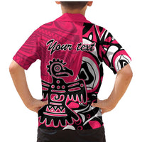 Personalized Canada Haida Eagle Family Matching Mermaid Dress and Hawaiian Shirt Pink Style - Wonder Print Shop