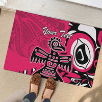 Personalized Canada Haida Eagle Rubber Doormat Pink Style - Wonder Print Shop