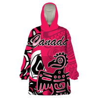 Personalized Canada Haida Eagle Wearable Blanket Hoodie Pink Style - Wonder Print Shop