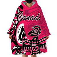 Personalized Canada Haida Eagle Wearable Blanket Hoodie Pink Style - Wonder Print Shop
