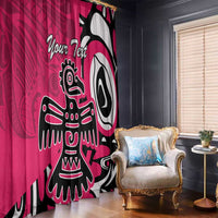 Personalized Canada Haida Eagle Window Curtain Pink Style - Wonder Print Shop