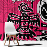 Personalized Canada Haida Eagle Window Curtain Pink Style - Wonder Print Shop