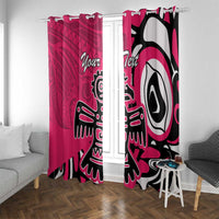 Personalized Canada Haida Eagle Window Curtain Pink Style - Wonder Print Shop