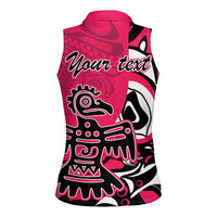 Personalized Canada Haida Eagle Women Sleeveless Polo Shirt Pink Style - Wonder Print Shop