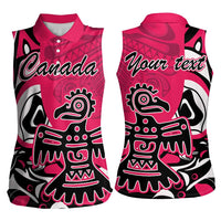 Personalized Canada Haida Eagle Women Sleeveless Polo Shirt Pink Style - Wonder Print Shop