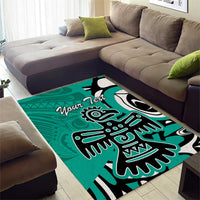 Personalized Canada Haida Eagle Area Rug Turquoise Style - Wonder Print Shop