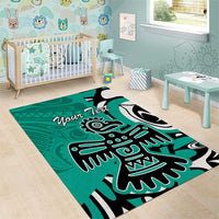 Personalized Canada Haida Eagle Area Rug Turquoise Style - Wonder Print Shop