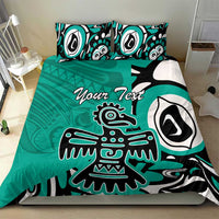 Personalized Canada Haida Eagle Bedding Set Turquoise Style - Wonder Print Shop