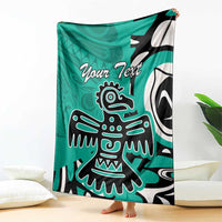 Personalized Canada Haida Eagle Blanket Turquoise Style