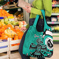 Personalized Canada Haida Eagle Grocery Bag Turquoise Style