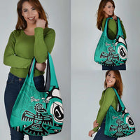 Personalized Canada Haida Eagle Grocery Bag Turquoise Style