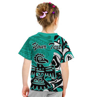 Personalized Canada Haida Eagle Kid T Shirt Turquoise Style - Wonder Print Shop