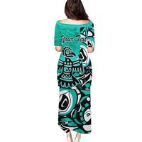 Personalized Canada Haida Eagle Puletasi Turquoise Style - Wonder Print Shop