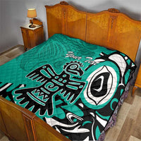 Personalized Canada Haida Eagle Quilt Turquoise Style - Wonder Print Shop