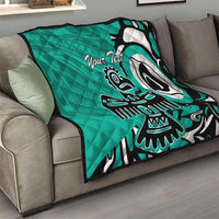 Personalized Canada Haida Eagle Quilt Turquoise Style - Wonder Print Shop