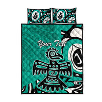 Personalized Canada Haida Eagle Quilt Bed Set Turquoise Style - Wonder Print Shop