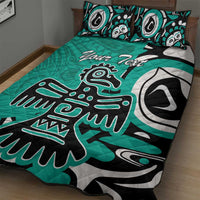 Personalized Canada Haida Eagle Quilt Bed Set Turquoise Style - Wonder Print Shop