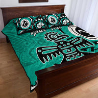 Personalized Canada Haida Eagle Quilt Bed Set Turquoise Style - Wonder Print Shop