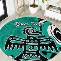 Personalized Canada Haida Eagle Round Carpet Turquoise Style
