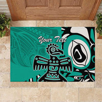 Personalized Canada Haida Eagle Rubber Doormat Turquoise Style - Wonder Print Shop